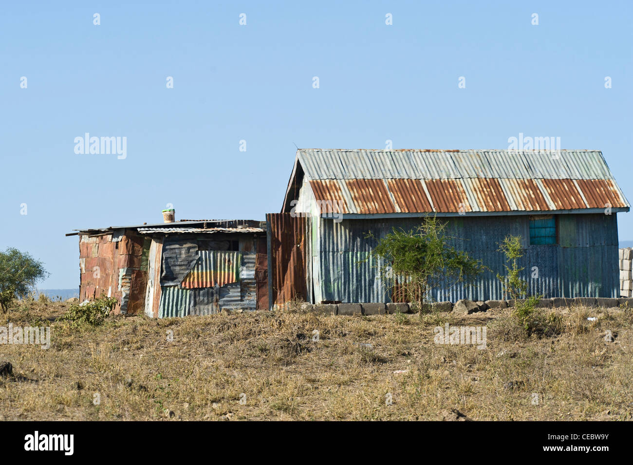 Haus gebaut mit Wellblech Eisen Arusha Tansania Stockfoto