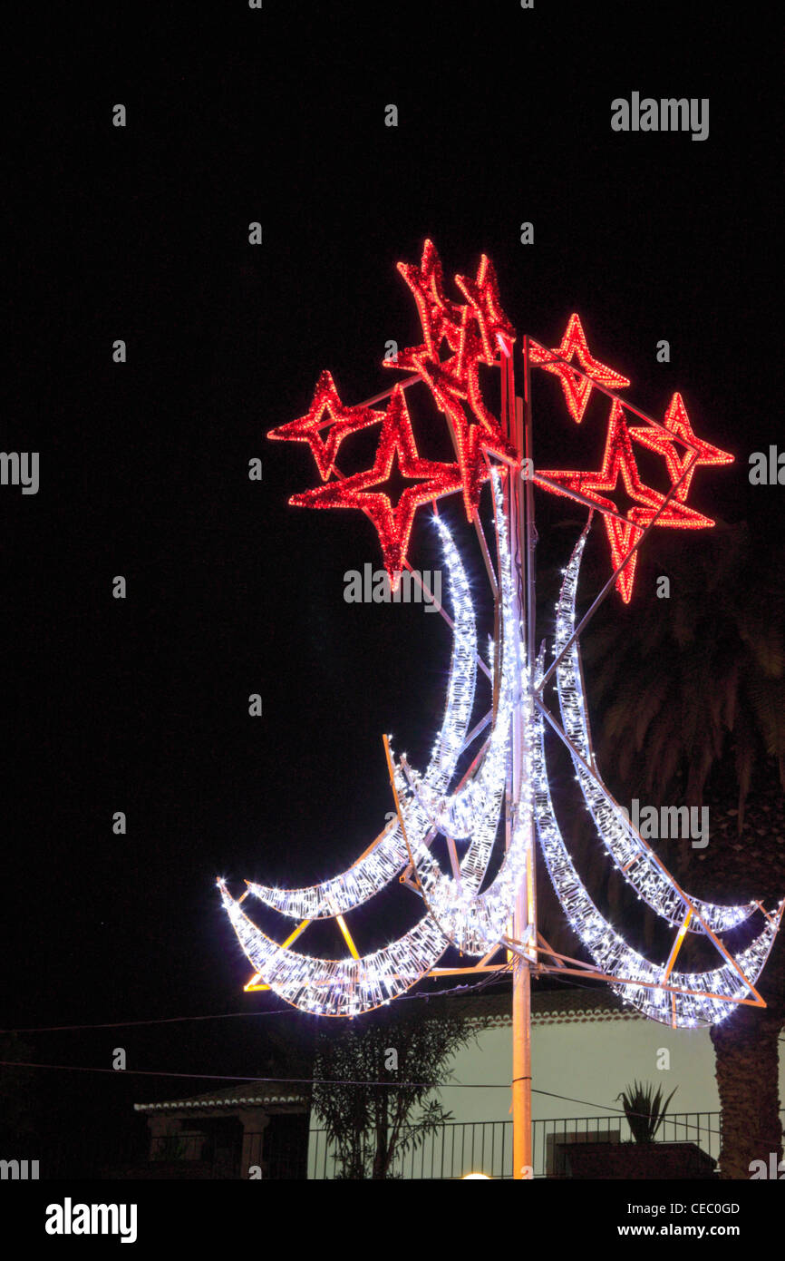 Weihnachtsbeleuchtung in Funchal, Madeira Stockfoto