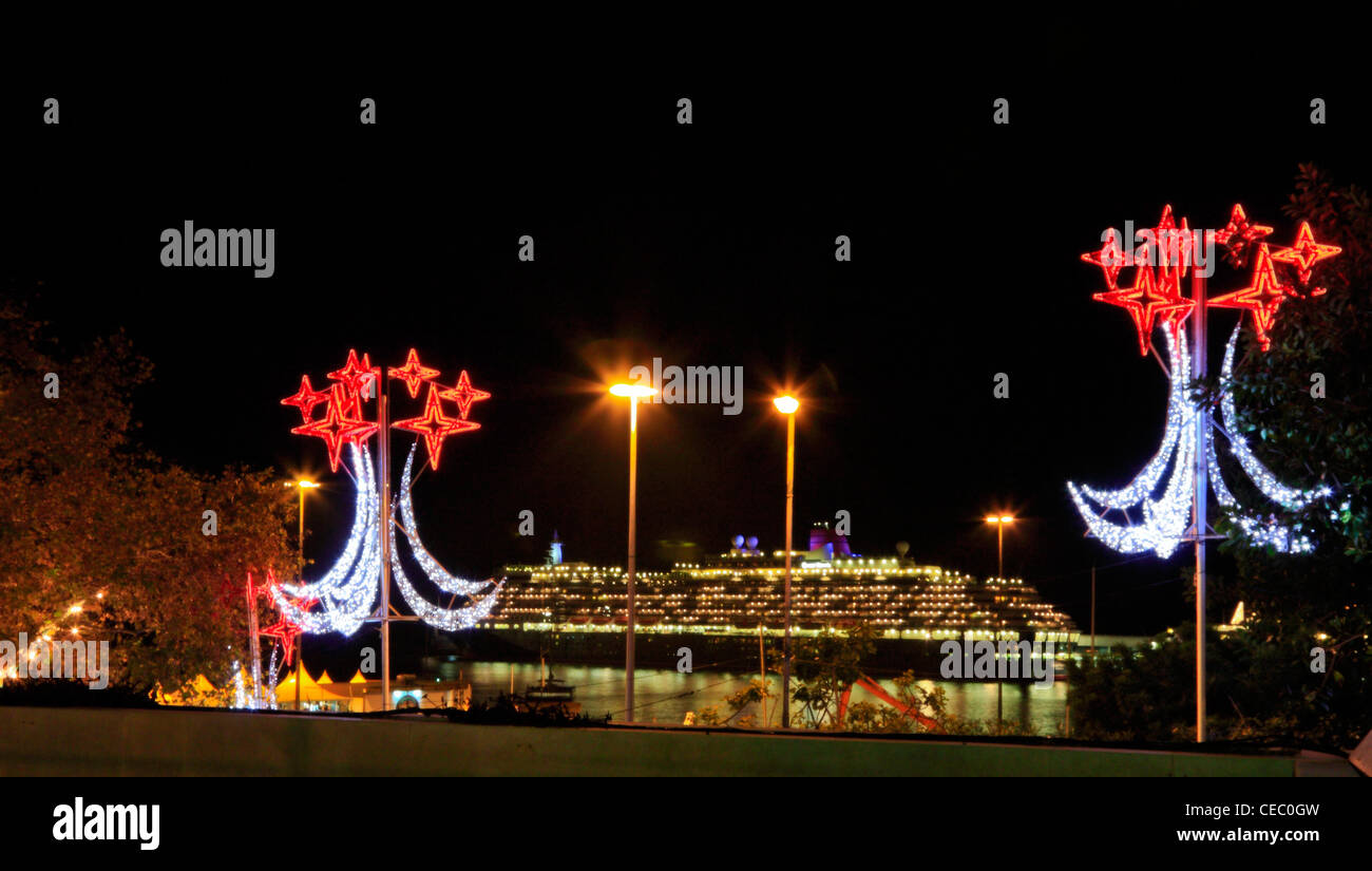 Weihnachtsbeleuchtung in Funchal, Madeira Stockfoto