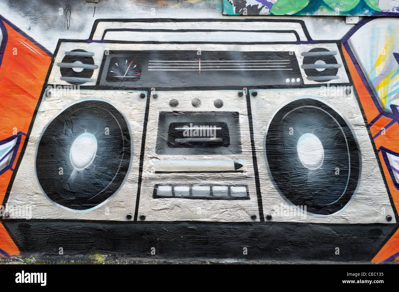 Segment der Graffiti an der Wand Stockfoto