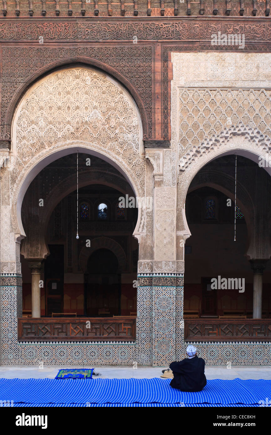 Marokko, Fes, Medina (Altstadt), Medersa Bouinania (Islamische Rechtswissenschaft) Stockfoto