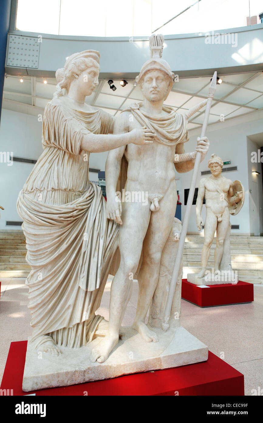 Marmorstatue des antiken römischen paar als die Götter Venus und Mars Stockfoto