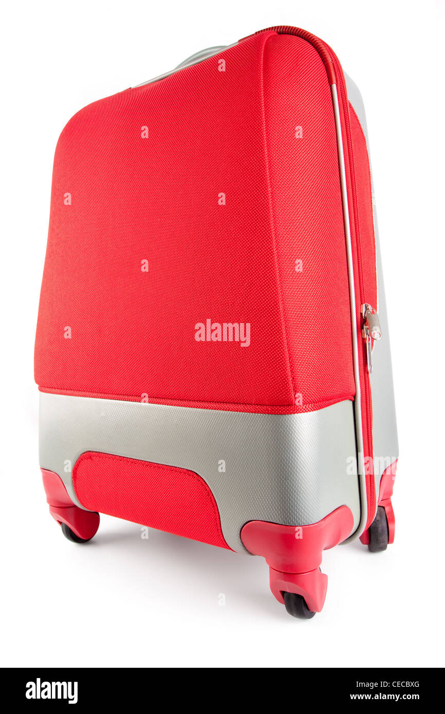 Roten Koffer isoliert auf einem weißen Hintergrund. Stockfoto