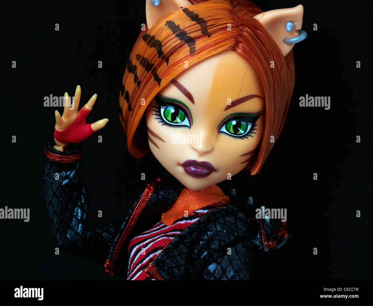 Monster High Puppe Toralei Tochter von einer Werkatze mit Katzenaugen und Ohren Stockfoto