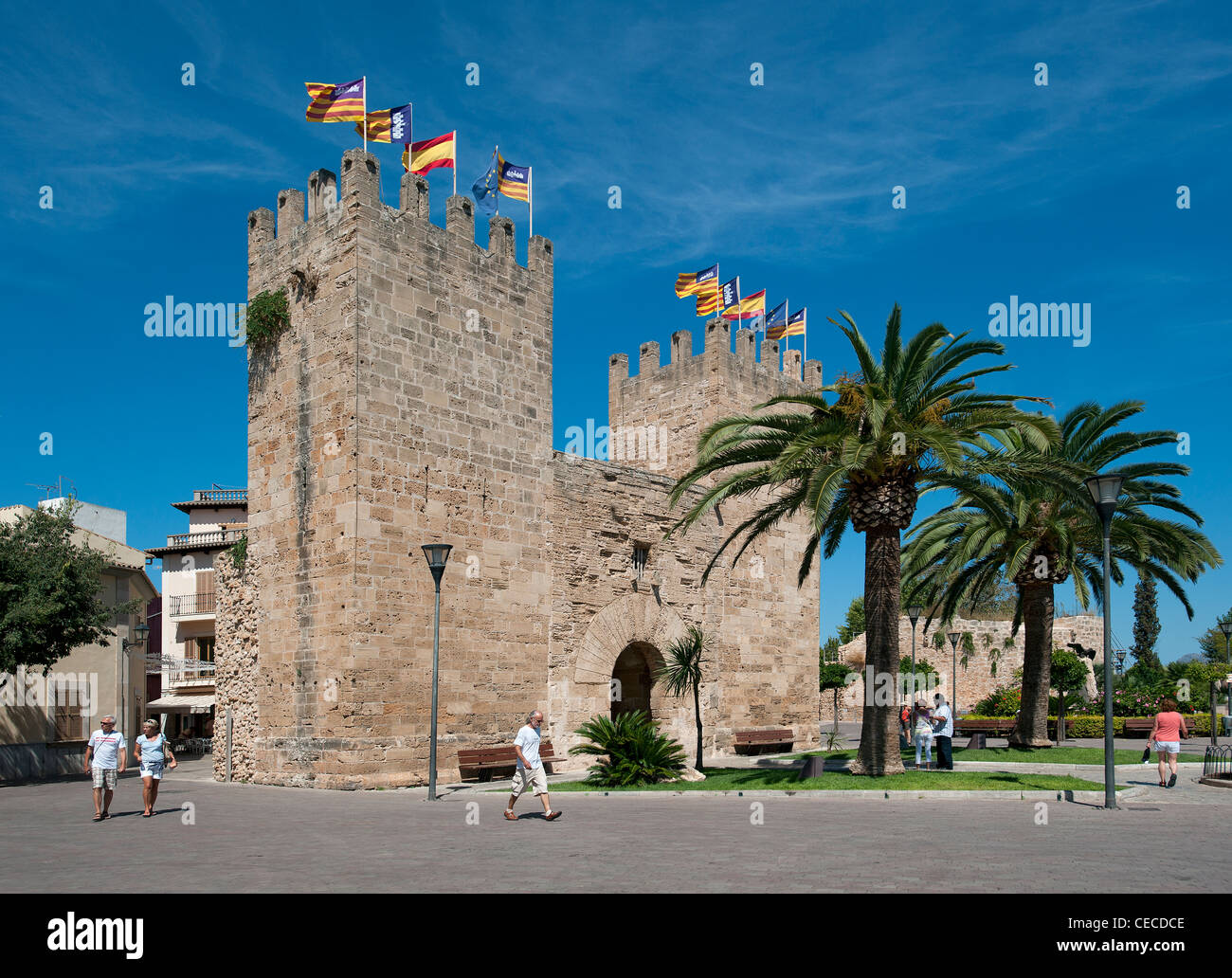 Tor der Stadt Wände Alcudia alte Stadt Mallorca Balearen Spanien Stockfoto