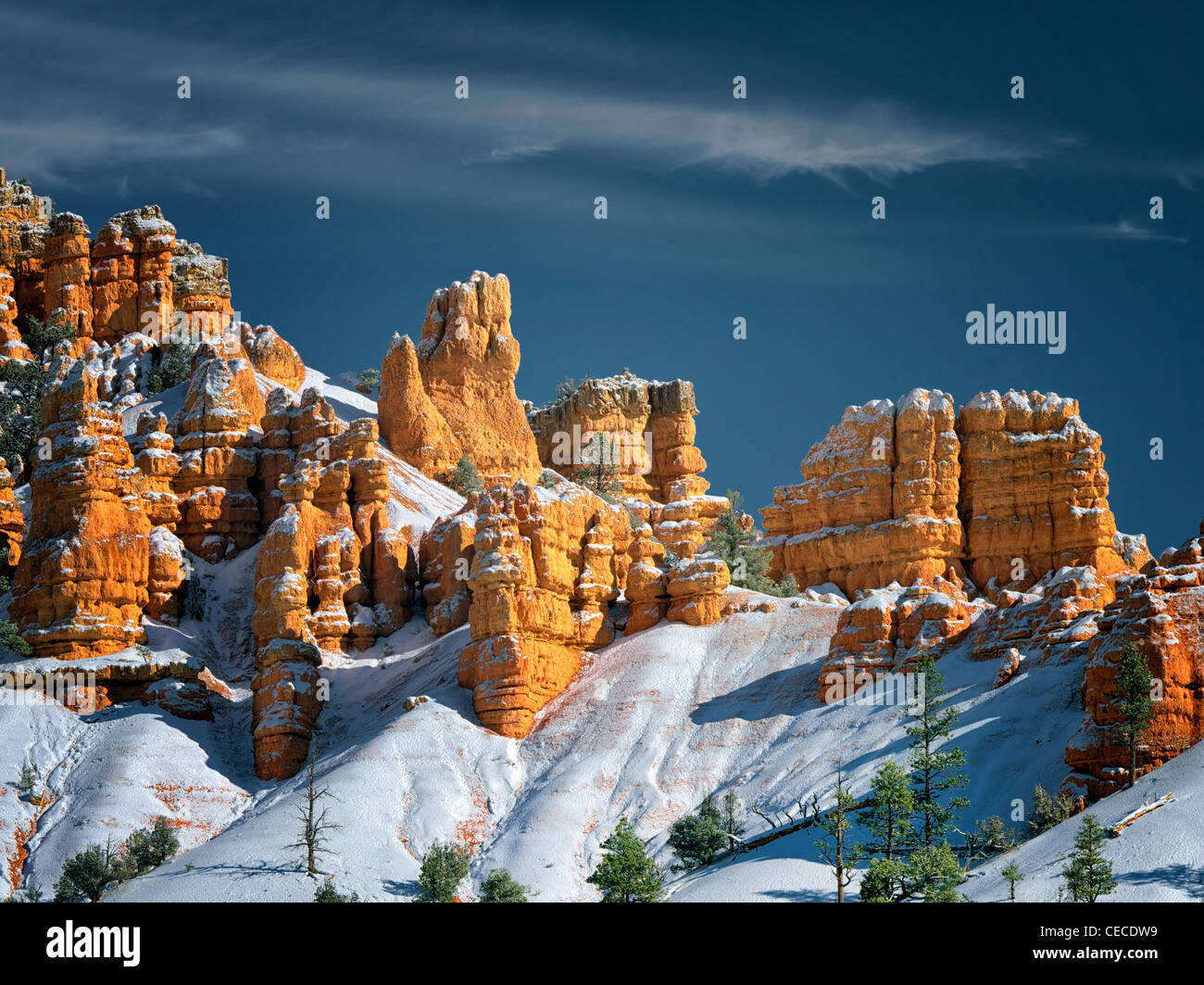 Red Canyon mit Schnee. Utah Stockfoto