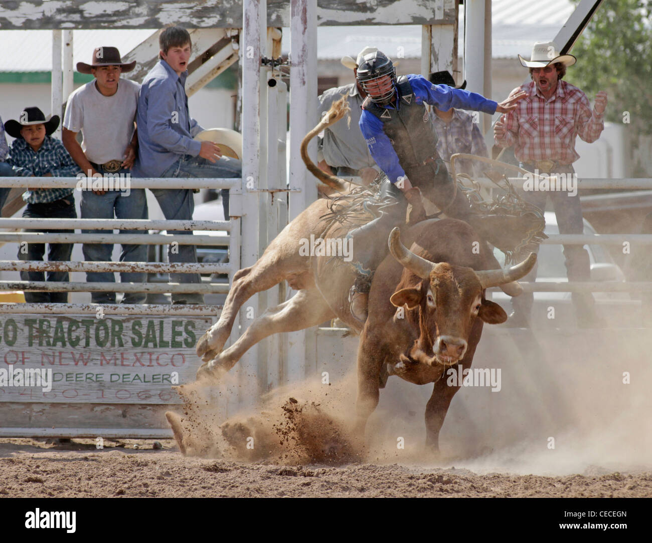Socorro, New Mexico, USA. Teilnahme an der Bullenreiten Wettbewerb während der jährlichen Rodeo Konkurrent. Stockfoto