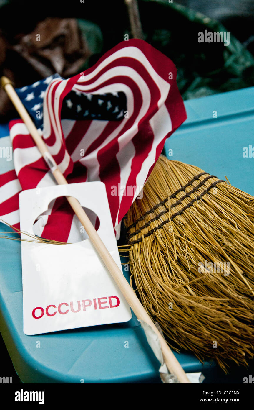 New York: New York City, Occupy Wall Street Proteste am Zuccotti Park, genannt auch Liberty Plaza Stockfoto