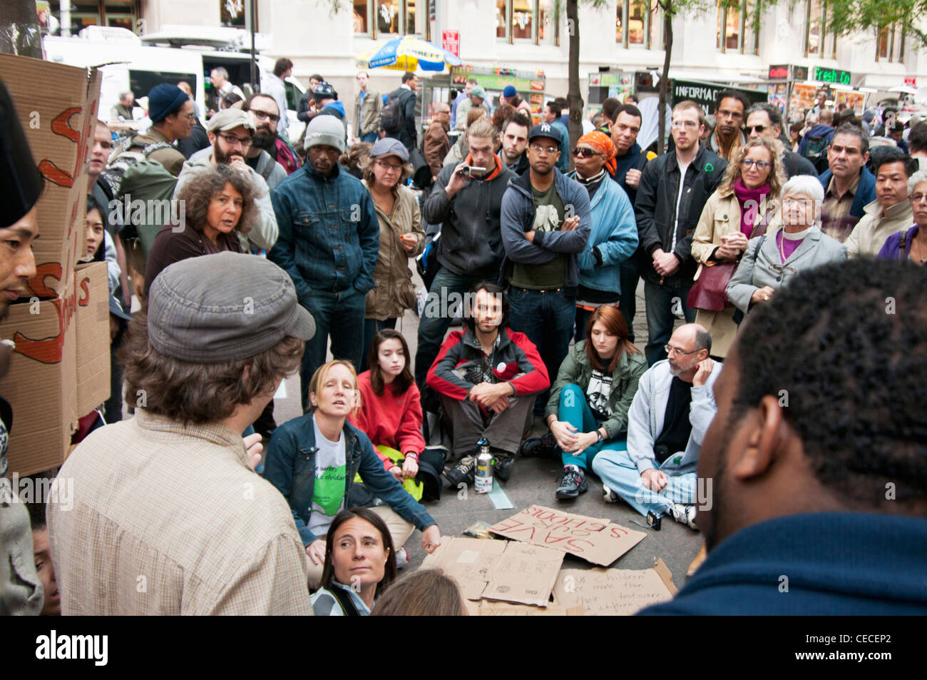New York: New York City, Occupy Wall Street Proteste am Zuccotti Park, genannt auch Liberty Plaza Stockfoto