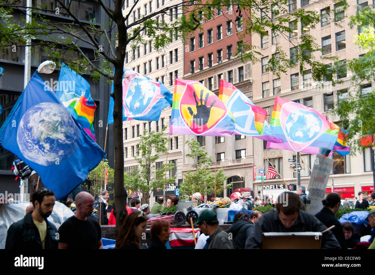 New York: New York City, Occupy Wall Street Proteste am Zuccotti Park, auch genannt Liberty Plaza, Stockfoto
