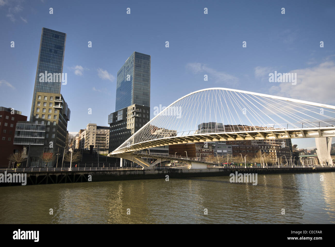 Der Campo Volantin Brücke und Isozaki Atea Zwillingstürme Bilbao baskischen Land Spanien Stockfoto