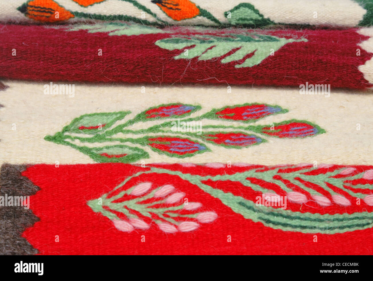 Traditionelle rumänische Handtücher... nützlich handwerklichen Hintergrund. Stockfoto