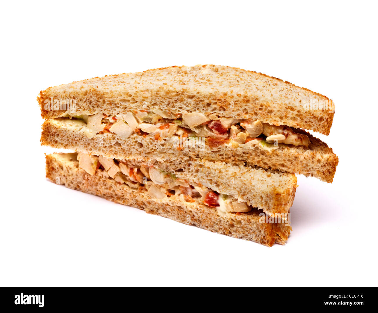 Sandwich - Huhn und Salat - auf weißem Hintergrund Stockfoto