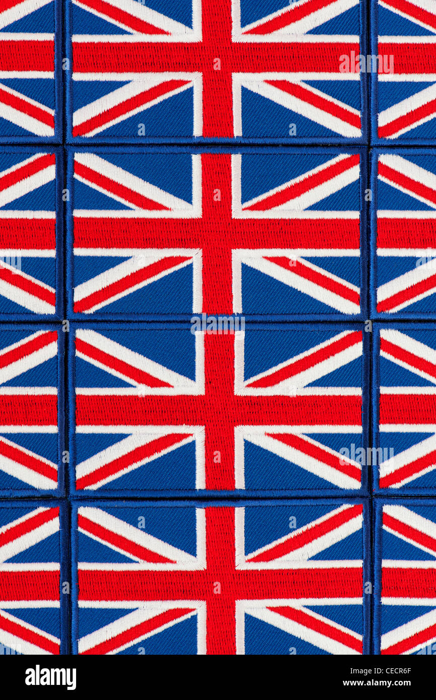 Union Jack Flagge gestickt Patch Muster Stockfoto