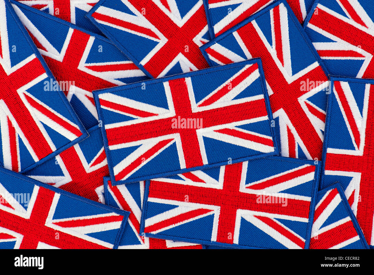 Union Jack Flagge gestickt Patch Muster Stockfoto
