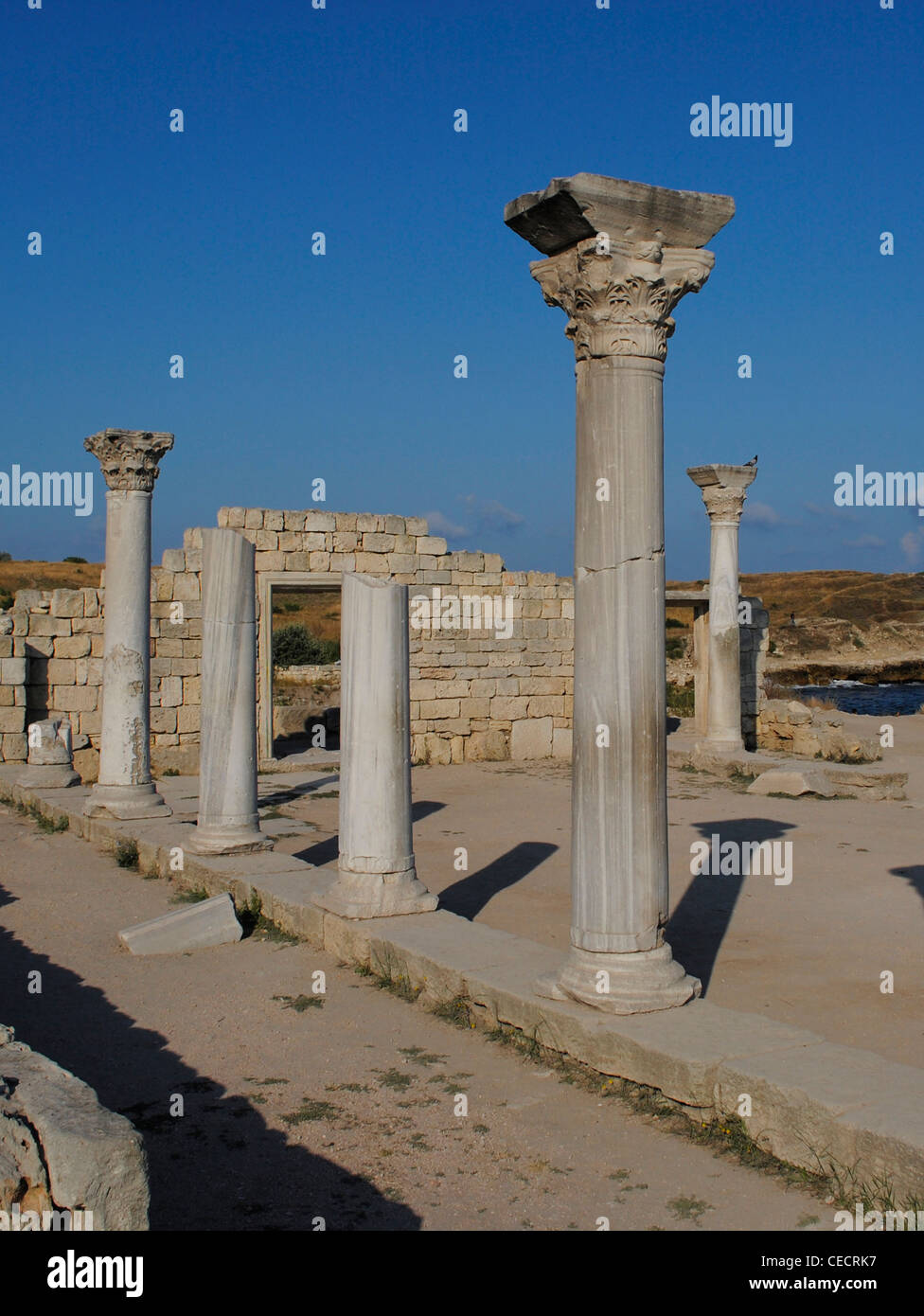 Ukraine. Chersones Taurica. 6. Jahrhundert vor Christus. Die byzantinische Basilika. Sewastopol. Stockfoto