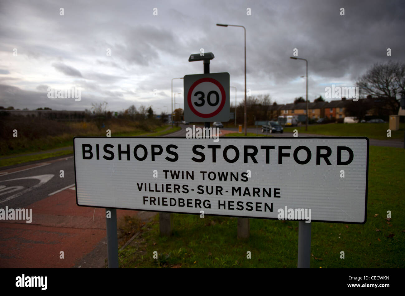 Bishops Stortford, Hertfordshire, England. Gemeinderäte haben gestimmt, nicht weiterhin mit der Stadt gewunden wird. Stockfoto