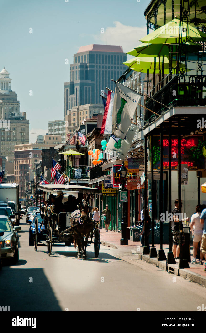 Kutsche in einer Straße French Quarter in New Orleans Stockfoto