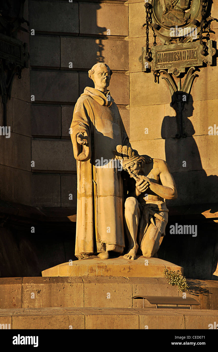 Bernat de Boïl Statue, Barcelona, Spanien Stockfoto