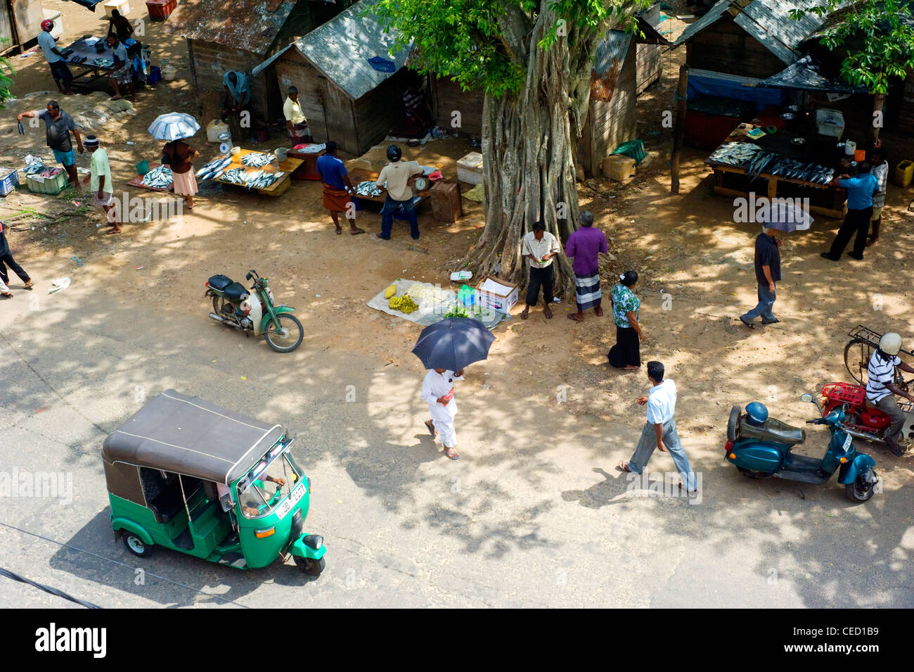 Luftbild auf belebten Sri Lanka Straße in Galle. Galle ist die größte Stadt im Süden von Sri Lanka Stockfoto