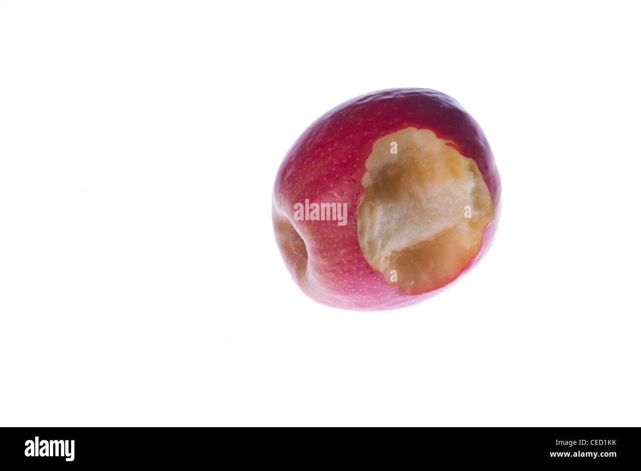 Bite in Red Apple, Fleisch von apple Stockfoto