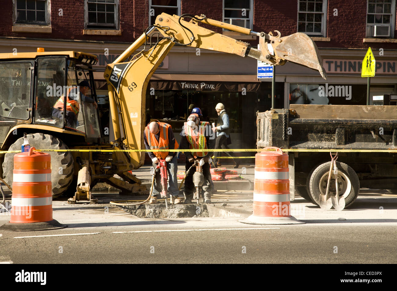 Streetworker, Greenwich Village, NYC. Stockfoto