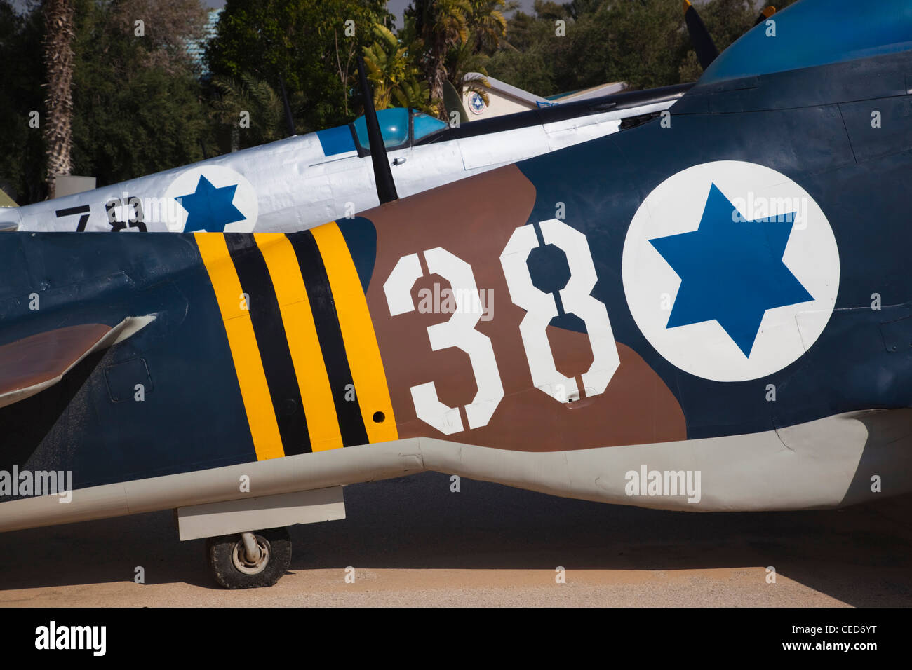 Israel, The Negev werden-er Sheva, Israeli Air Force Museum, Hatzerim Israeli Air Force base, USA gebauten Mustang Kämpfer Stockfoto