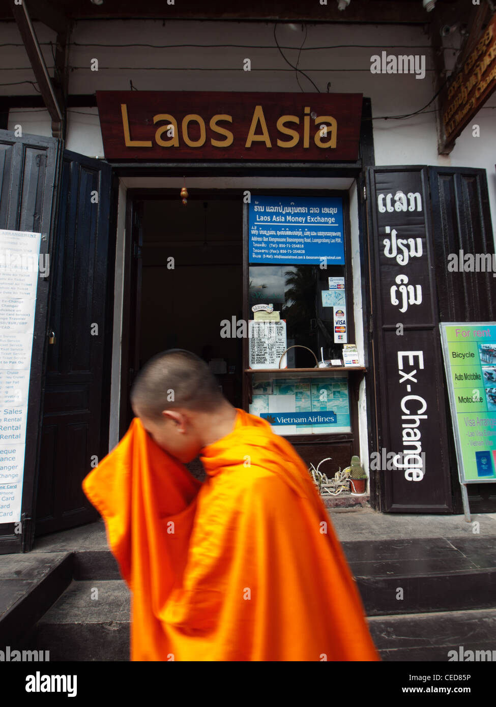 Mönch in Luang Prabang Stockfoto