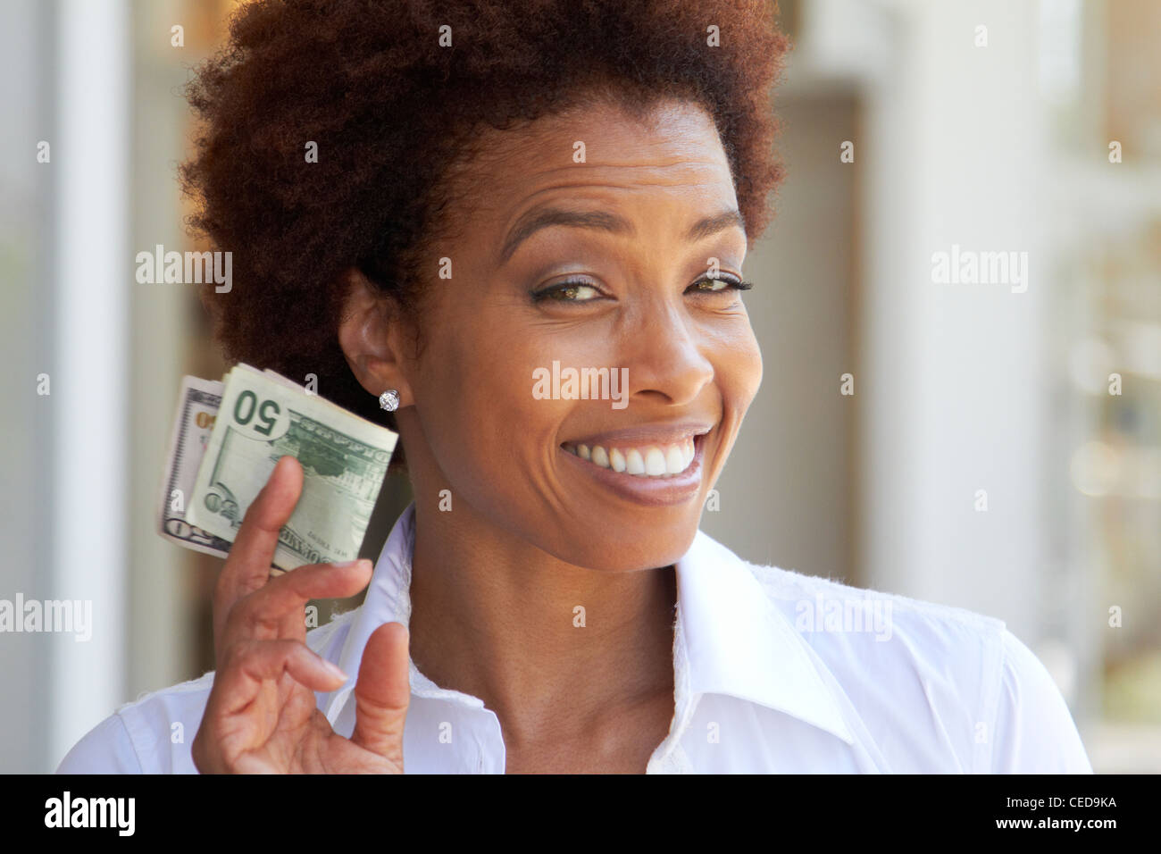 Afroamerikanische Frau, 50-Dollar-Schein Stockfoto