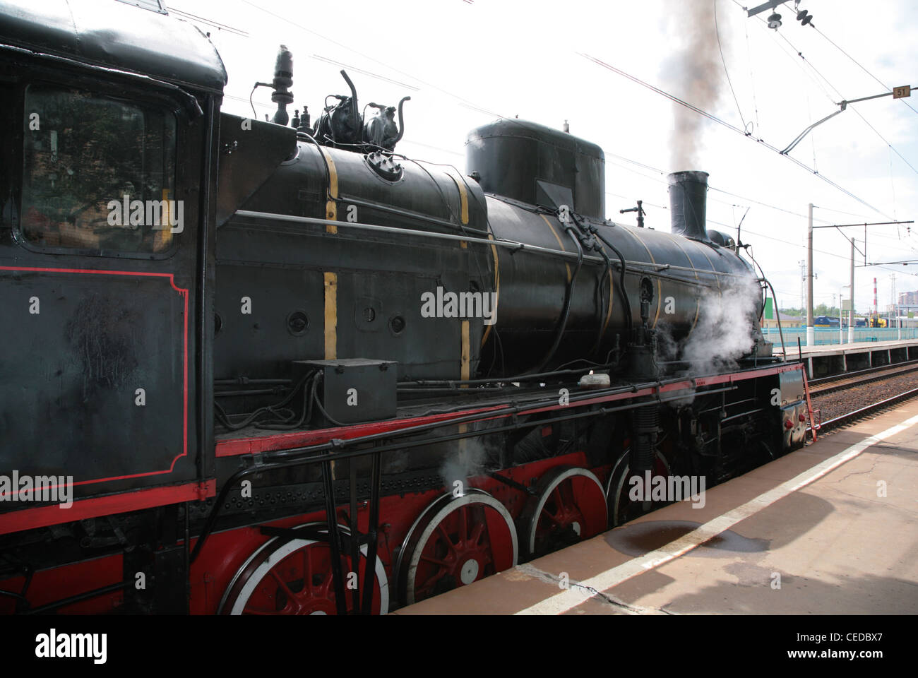 Dampflokomotive, Seitenansicht Stockfoto
