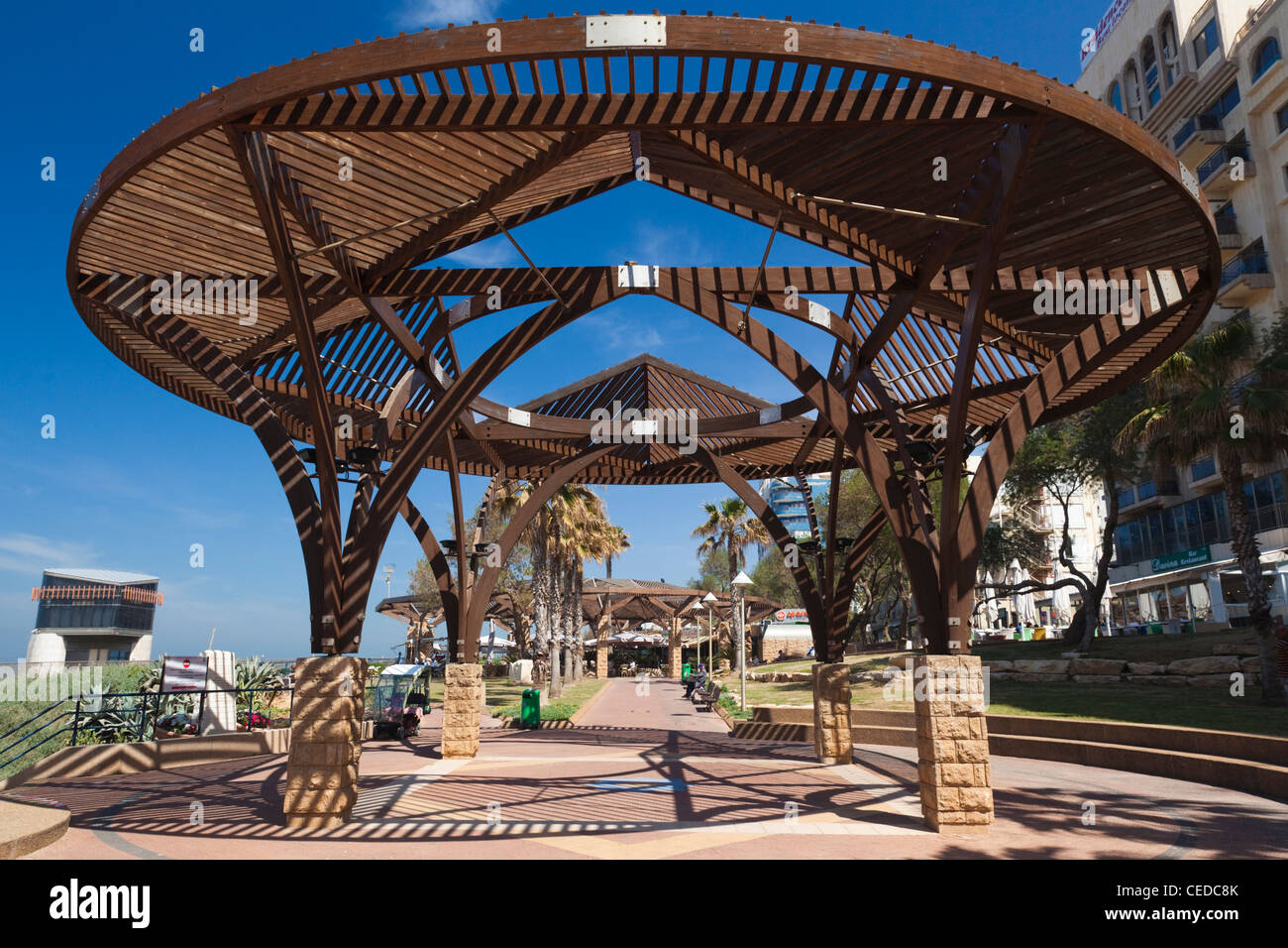 Israel, Nordküste, Netanya, Cliffside promenade Stockfoto