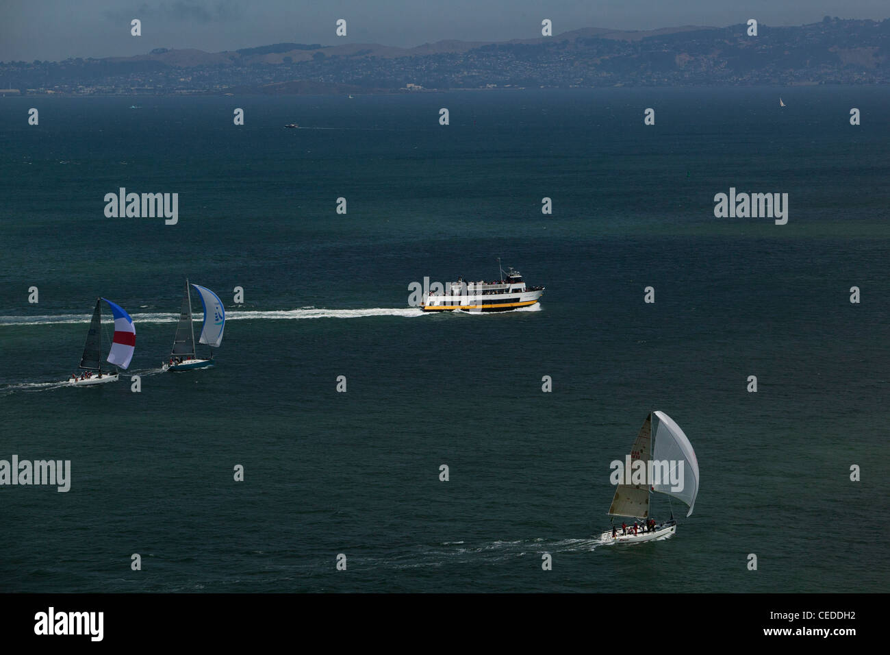 Luftaufnahme Rolex Serie der grossen Boot Segelboot Regatta Bucht von San Francisco California Stockfoto
