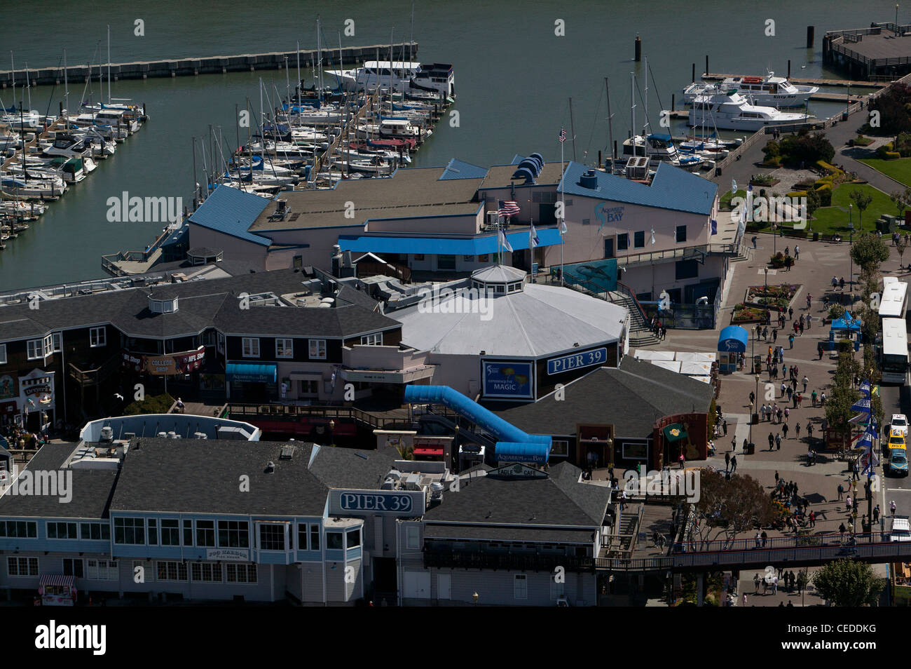 Luftaufnahme Pier 39 San Francisco Stockfoto