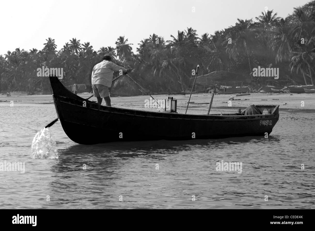 Traditionelles Holzboot in Sindhudurg, Indien Stockfoto