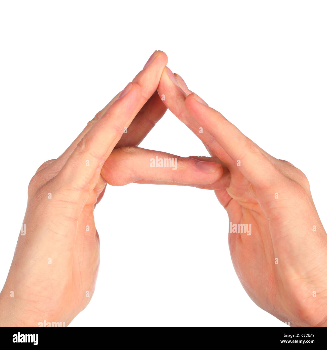 Händen stellt Buchstaben A von alphabet Stockfoto