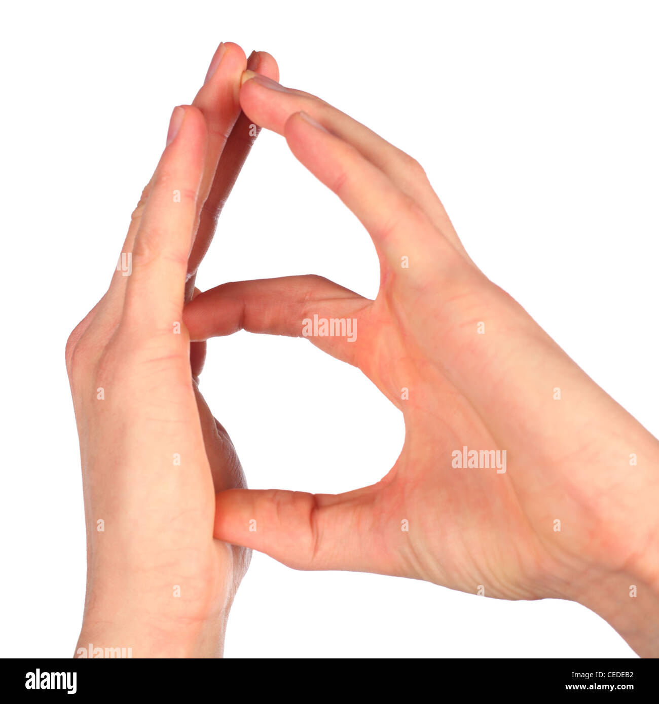 Händen stellt Buchstabe B von alphabet Stockfoto