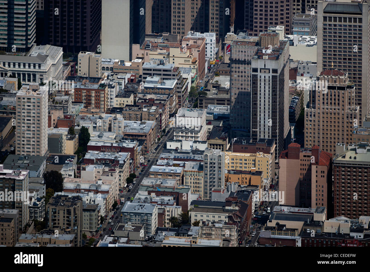 Luftaufnahme Bush St San Francisco, Kalifornien Stockfotografie Alamy