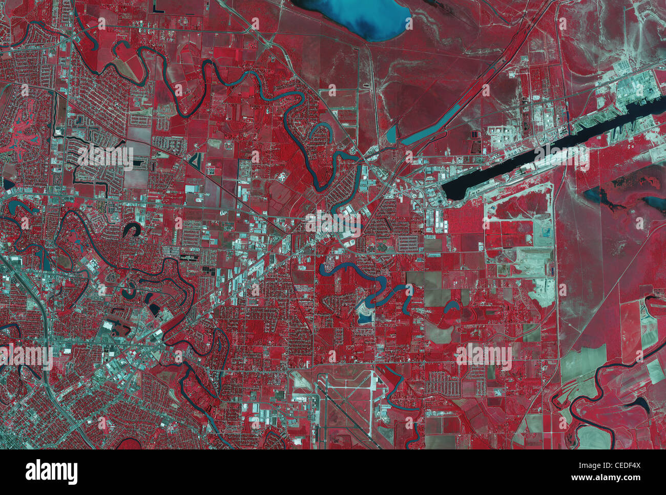 Infrarot-Luftbild-Karte Brownsville Texas Stockfoto