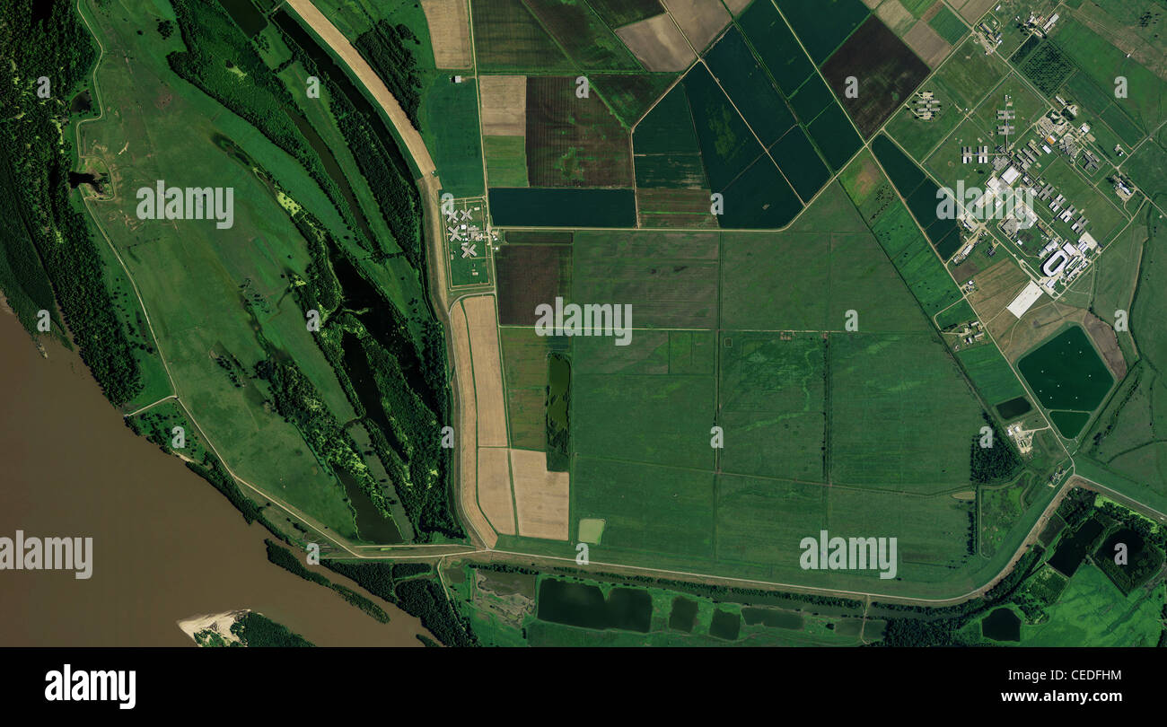 Luftbild-Karte Louisiana State Penitentiary Angola Gefängnis auf dem Bauernhof Louisiana Stockfoto