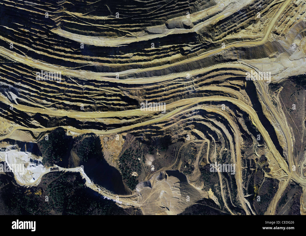 Luftbild-Karte Bingham Canyon Kennecott Copper Mine tiefste Tagebau Kupferbergbau Betrieb in der Welt-Utah Stockfoto