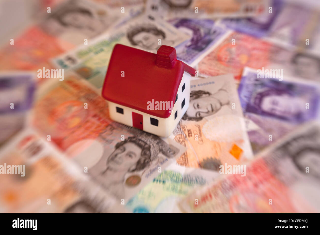 Haus auf englische Pfund-Note Währung Geld Stockfoto