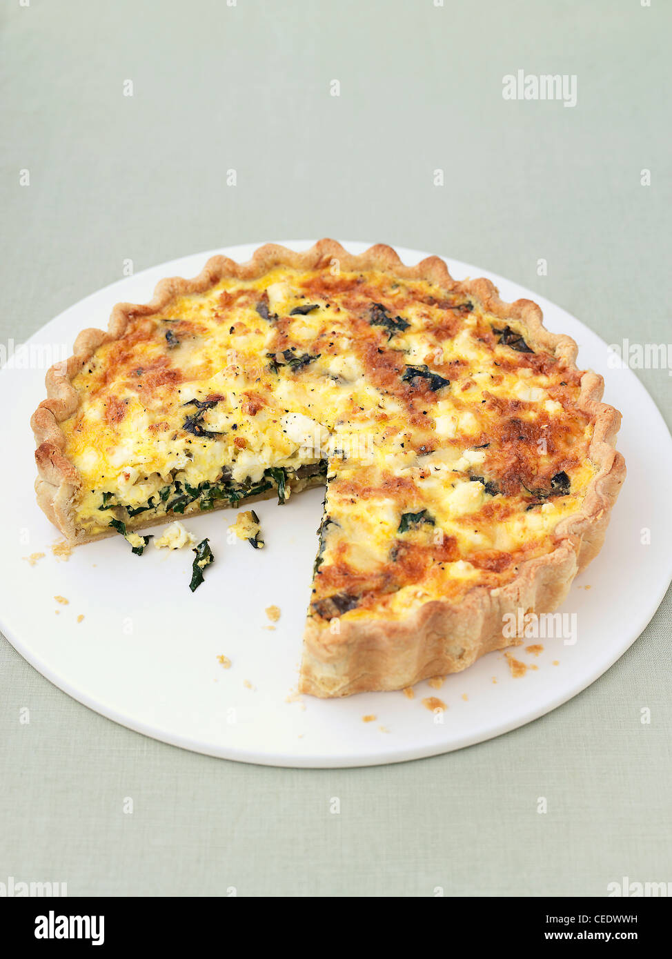 Mangold und Gruyère-Käse-Tarte Stockfoto