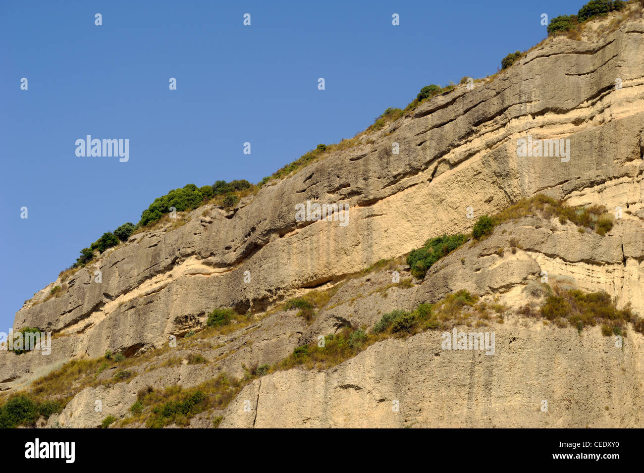 Italien, Basilicata, Val d'Agri, Gesteinsschichten Stockfoto