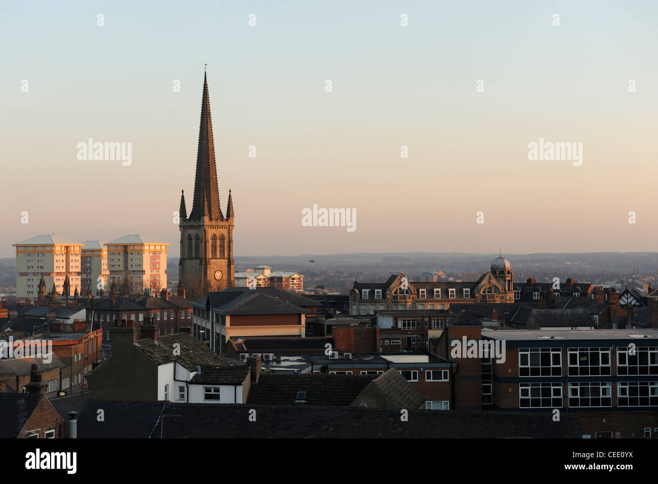 Wakefield Kathedrale und Skyline von Wakefield Stockfoto