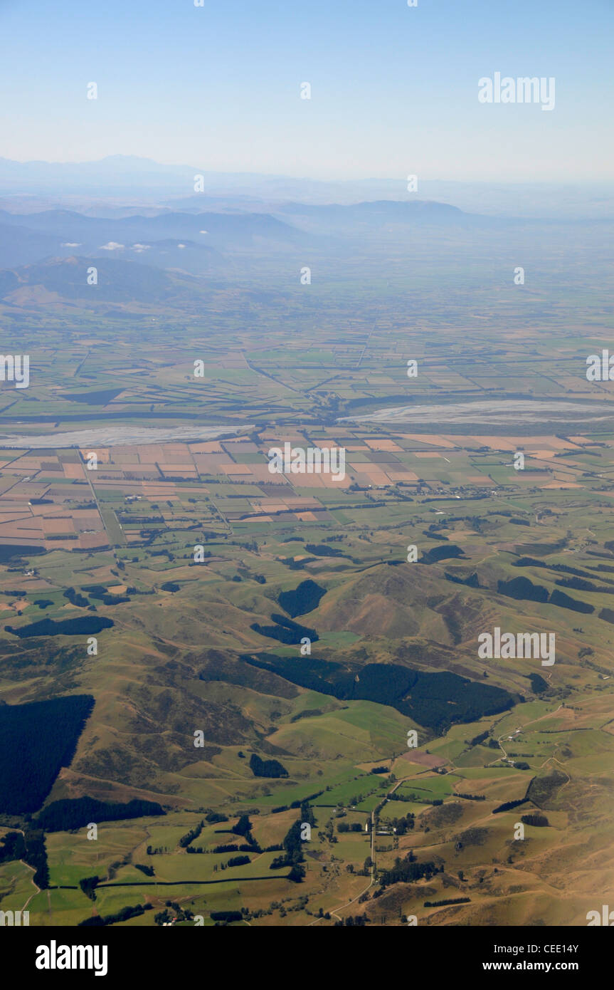 Luftbild der Canterbury Plains in der Nähe von Christchurch auf der Südinsel von Neuseeland Stockfoto