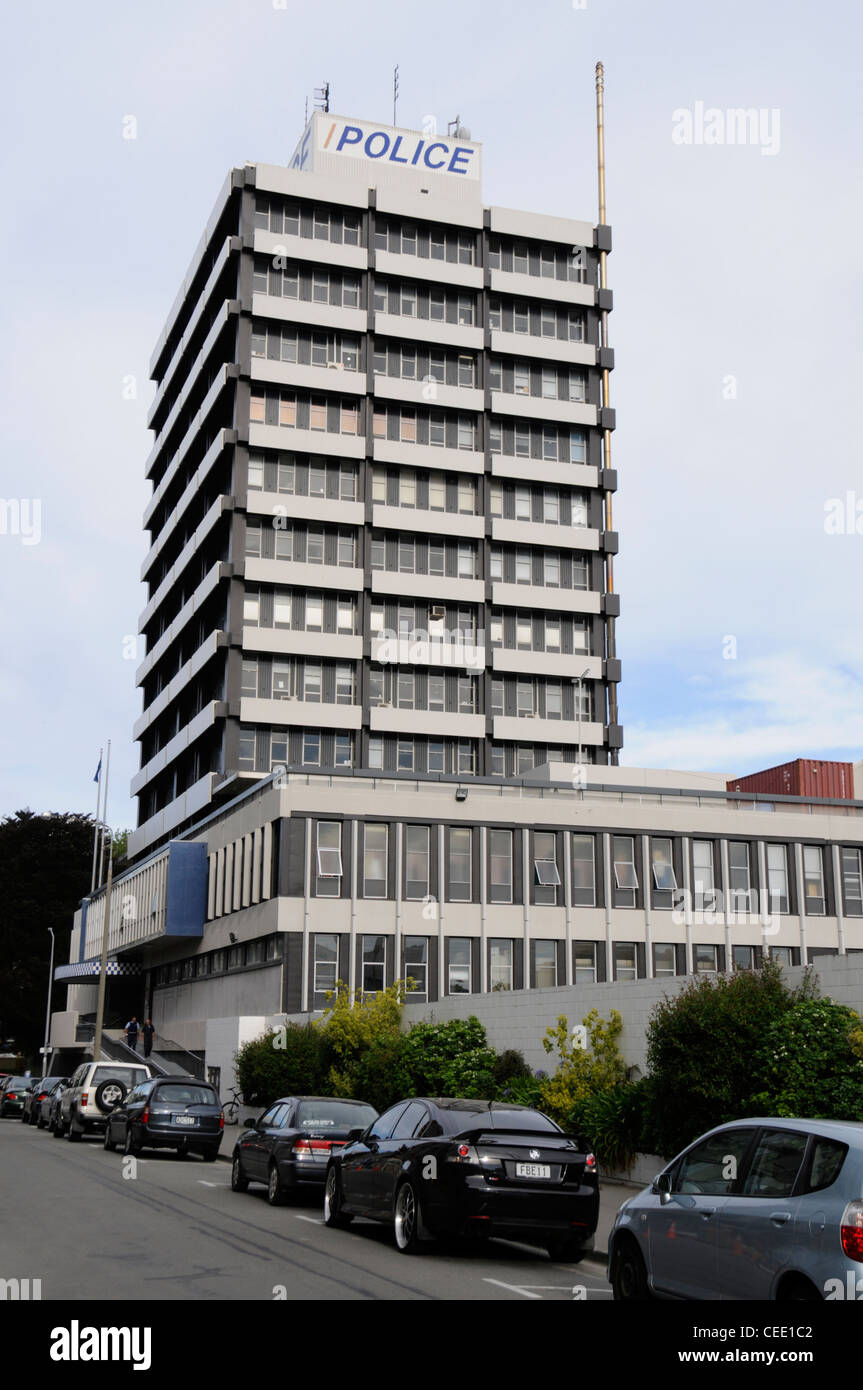 Die New Zealand Police Hauptstelle in Hereford Street in Christchurch, Neuseeland Stockfoto