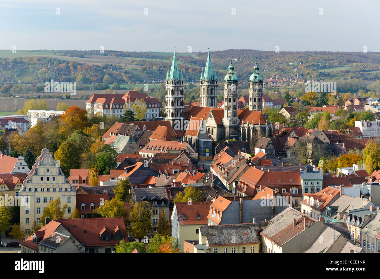 Blick von der Wenzelsturm Turm am Naumburger Dom St. Peter und Paul, Naumburg, Sachsen-Anhalt, Deutschland, Europa Stockfoto