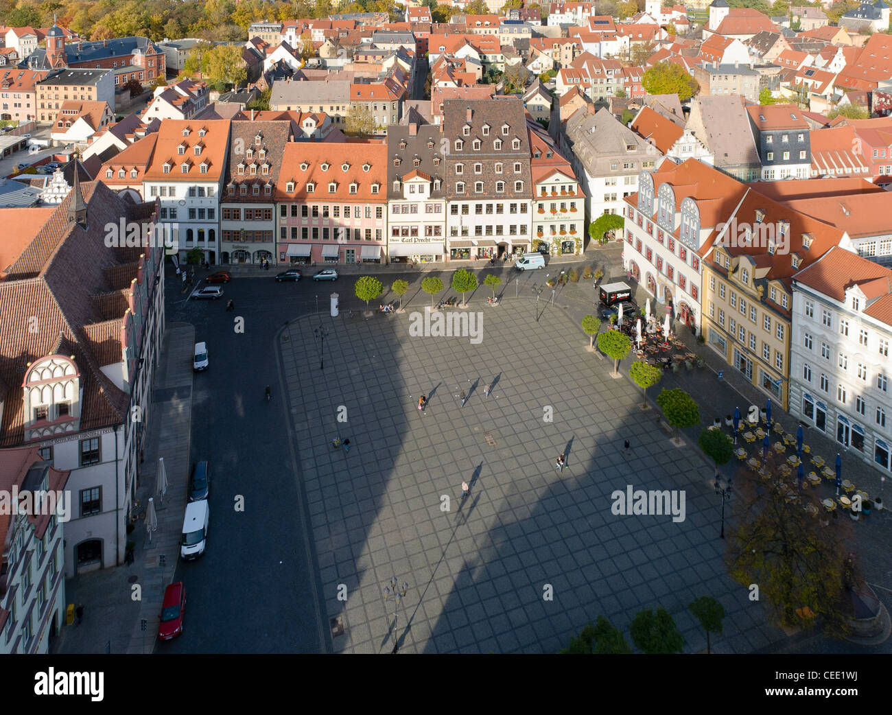 Blick von der Wenzelsturm-Turm auf dem Marktplatz mit Rathaus und Dom, Naumburg, Sachsen-Anhalt, Deutschland, Europa Stockfoto