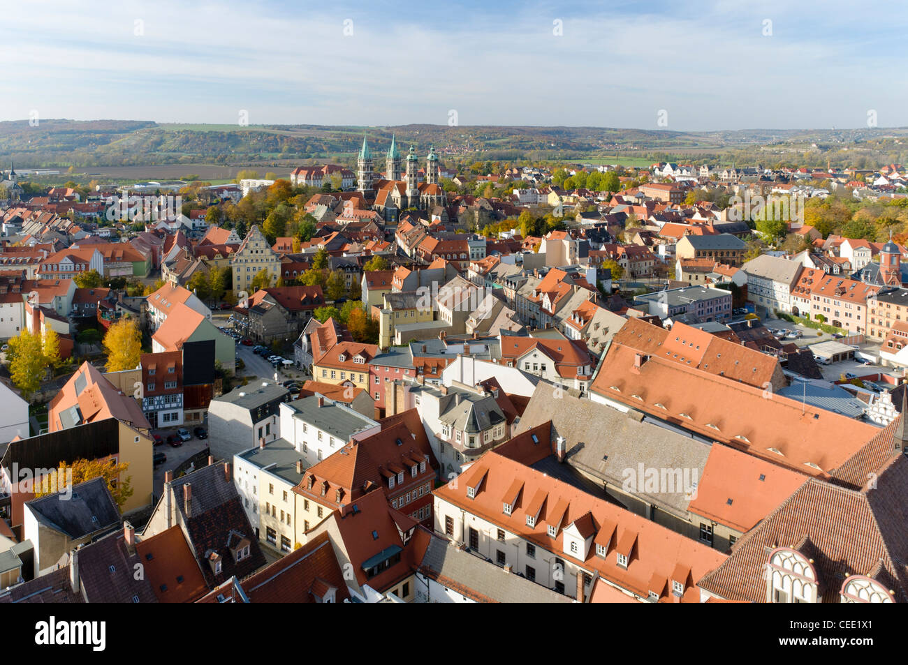 Blick von der Wenzelsturm Turm am Naumburger Dom St. Peter und Paul, Naumburg, Sachsen-Anhalt, Deutschland, Europa Stockfoto