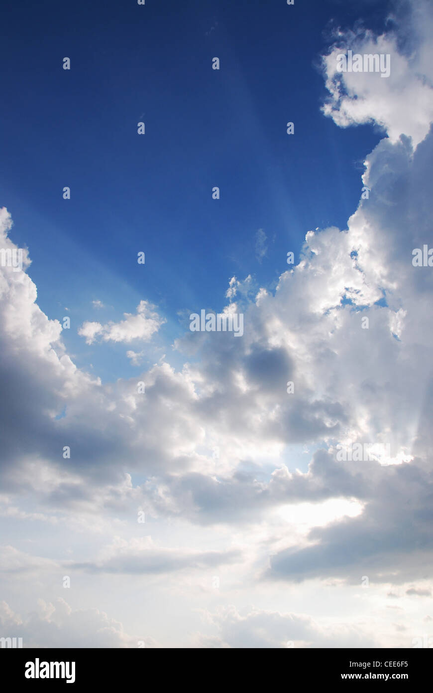 Himmel, Sonne, Ray, Textur, Wolken, Hintergrund, blau, bewölkt Stockfoto